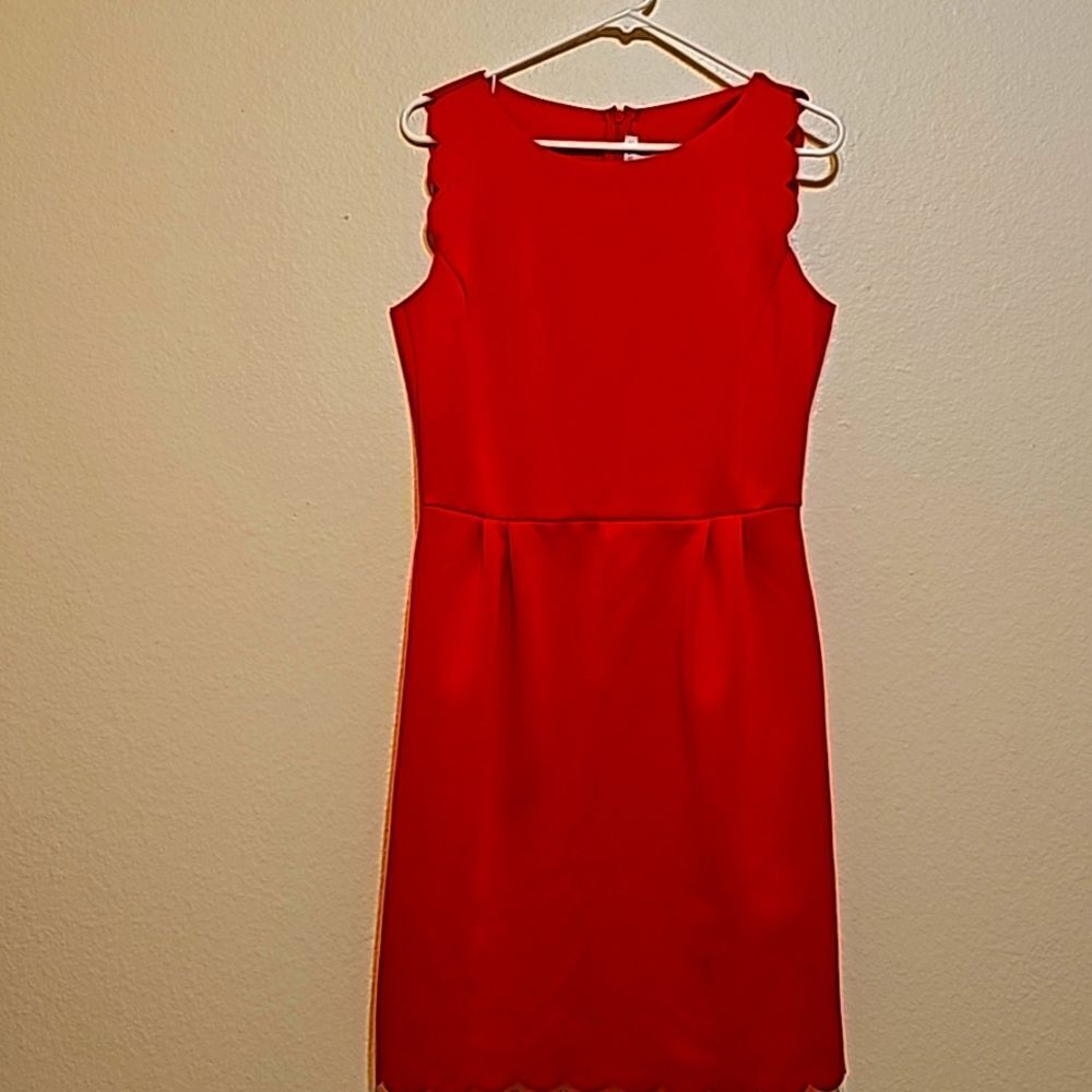CAROLINA BELLE MONTREAL Red Scalloped DRESS SIZE 8